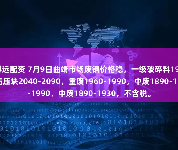 博远配资 7月9日曲靖市场废钢价格稳，一级破碎料1920-1960，钢筋压块2040-2090，重废1960-1990，中废1890-1930，不含税。