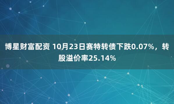 博星财富配资 10月23日赛特转债下跌0.07%，转股溢价率25.14%